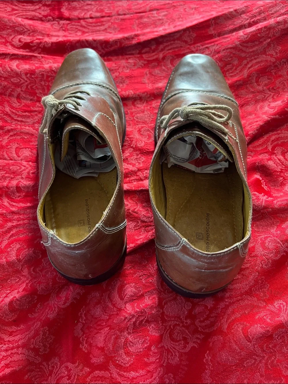 Sandro Moscoloni Brown Leather Cap Toe Oxford Dress Shoes Men's 14D